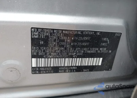 2022 Toyota Rav4 Hybrid Xle из США, поврежденный, VIN 4T3RWRFV0NU051207